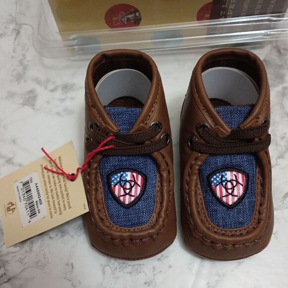 Ariat Lil Stompers with American Flag Design Size 1 ( 6 weeks to 3 Months) - Picture 2 of 11